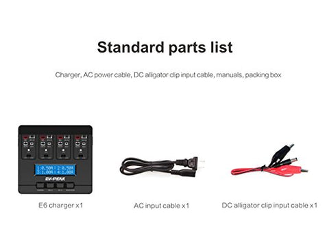 EV-PEAK e6 1S LiPo Battery Charger 1A LiPo LiHV AC/DC Charger for JST MCPX MCX MOLEX Connectors Tiny Whoop Blade Inductrix