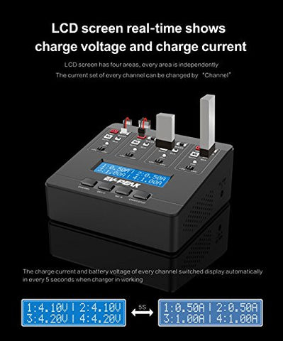 EV-PEAK e6 1S LiPo Battery Charger 1A LiPo LiHV AC/DC Charger for JST MCPX MCX MOLEX Connectors Tiny Whoop Blade Inductrix